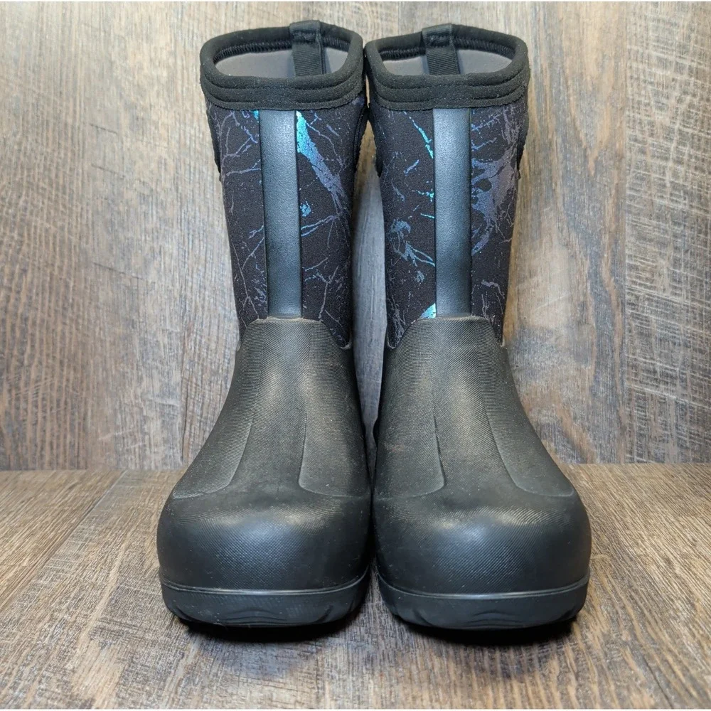 BOGS Kids Youth Size 2 Neo Classic Metallic Mountain Black Rain Boots Unisex
